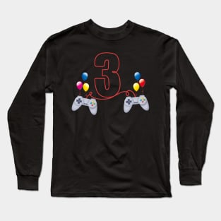 3rd Birthday Boy Toddlers Video Gamer Store Long Sleeve T-Shirt